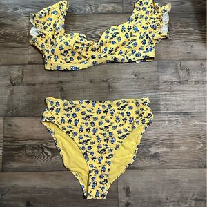 Jessica Simpson Yellow and Blue Floral Bikini